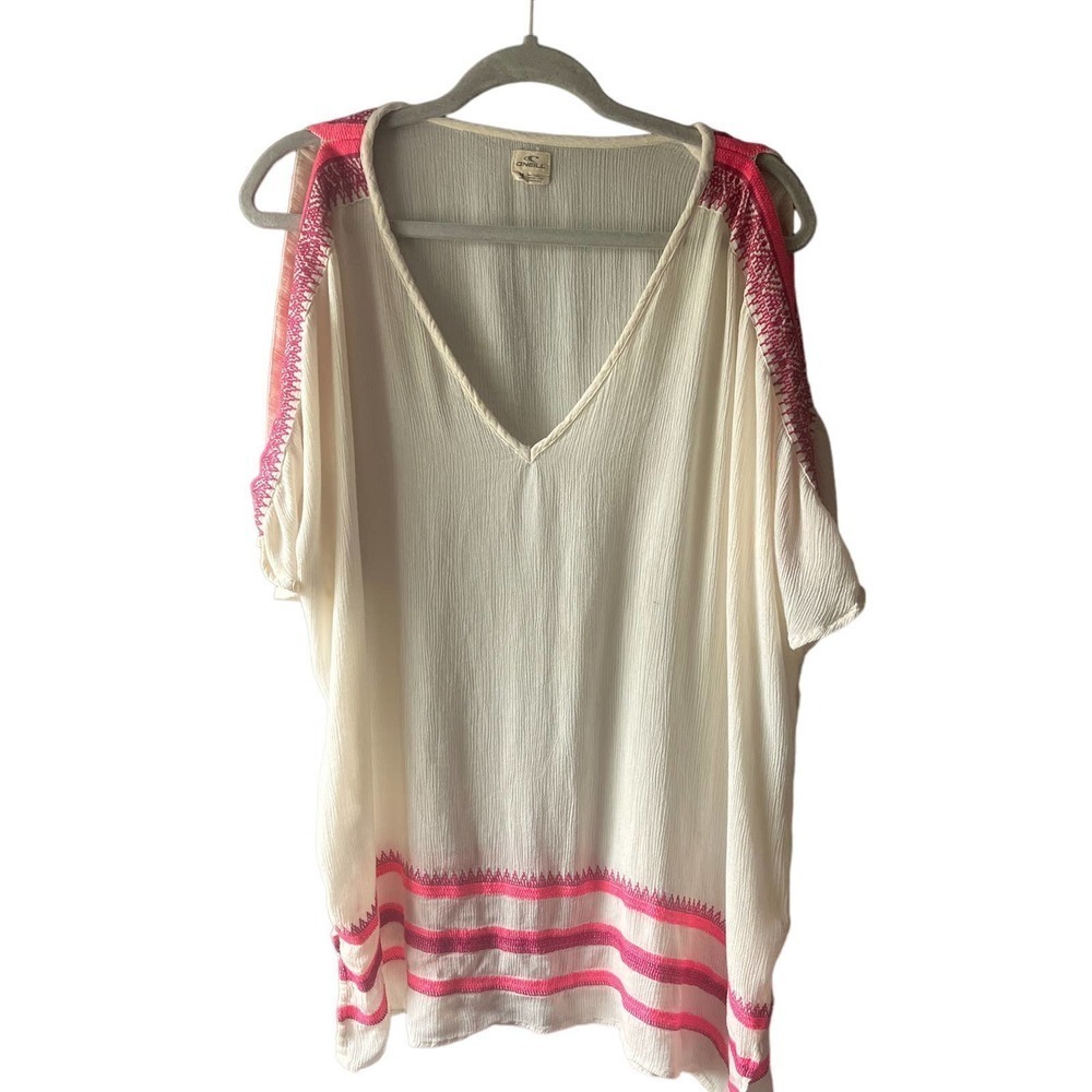 O'Neill Cream and Pink Swim Coverup